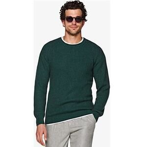 Suitsupply Brushed Wool Alpaca Blend Ribbed Knit Crew Sweater Sz S